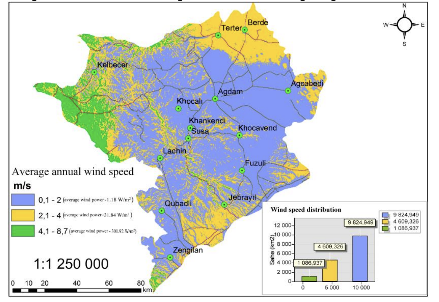Karabakh region wind potential map